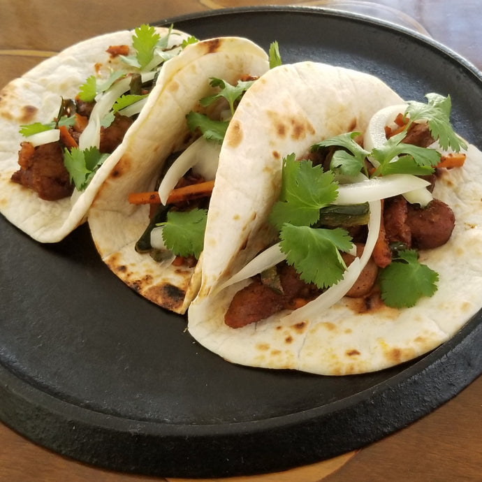 Chorizo & Yam Tacos for four (Pork-Free)